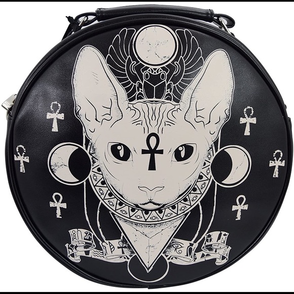 Banned Apparel Bastet/Sphinx Cat Round Purse Shoulder Bag - Picture 1 of 9